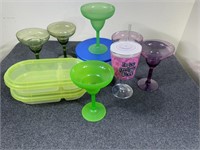 Plastic containers, and Margarita cups