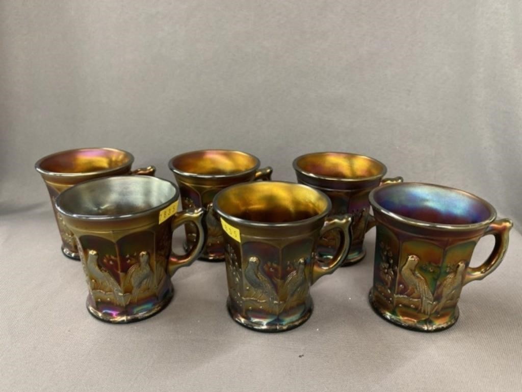(6) Carnival Glass Mugs