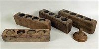 19th C. Butter Stamp & 4 Mexican Sugar Molds