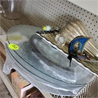LARGE GLASS PLATTERS AND EXTRA DECOR