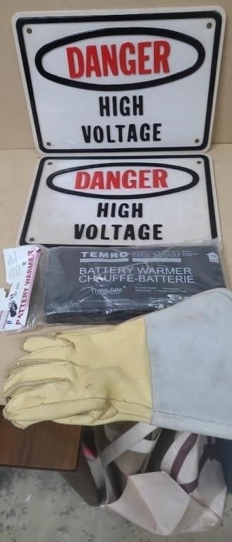 Leather Gloves, battery warmer & 2-  10" x 14"