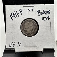 1911 BARBER SILVER DIME