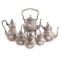 Quality repousse sterling 6-pc coffee/tea service
