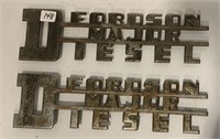 2 Metal Fordson Major Diesel Emblems