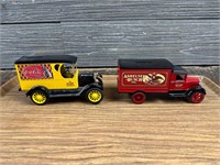 Lot Of 2 Ertl Truck Banks Coca Cola Anheuser Busch