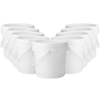 Gerrii 10 Pack White Plastic Bucket with Handle