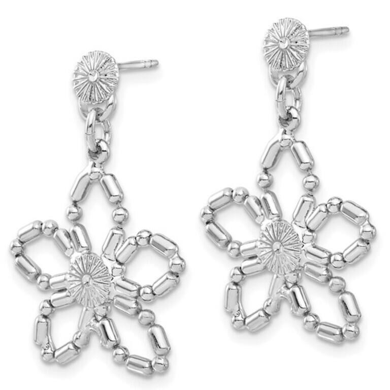 Silver-tone Flower Post Dangle Earrings