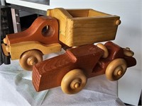 2 handcrafted wood vehicles longest 10"