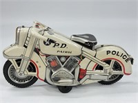 VTG JAPAN TIN FRICTION POLICE PATROL MOTORCYCLE