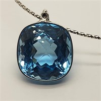 $2023 14K Blue Topaz 35Ct Necklace
