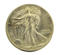 1945 BU Walking Liberty Silver Half Dollar