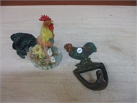 Rooster Figure & Cast Iron Rooster Hook