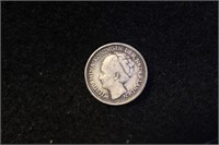 1944 Curacao 10 Cent Silver Coin