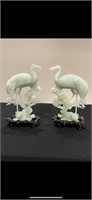 Big and antique A pair of Chinese Storks jade witm