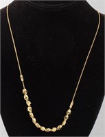 18K/14K Diamond Necklace W/ Gold-Tone Skull Beads