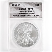 2013-W Burnished Silver Eagle ANACS SP70