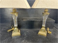2 BRASS AND CRYSTAL LAMPS