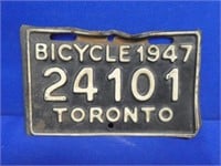 1947 Bicycle Plate Toronto
