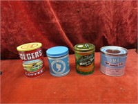 (4)Advertising tins. Coffee, peanut crunch,