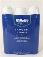 NEW Gillette Sensitive Plus 3 Pack Shave Gel