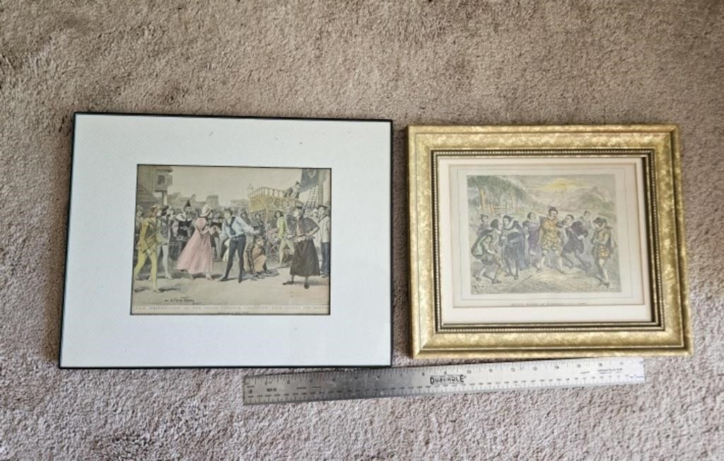 2 Framed English Theatre Prints: Dick Whittington