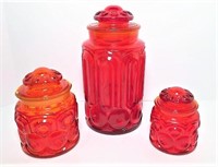 Vintage Amberina Moon & Stars Canisters