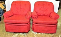 Pair of Jessica Charles Upholstered Swivel Rocker