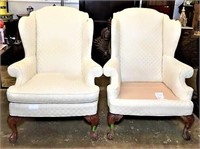 Pair of Wing Back Chairs with Ball & Clawfoot