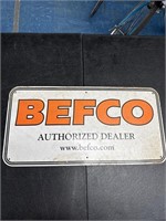 Befco metal tin sign 24” long x 12 tall