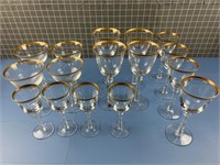 MIKASA EMPIRE GOLD TRIM CRYSTAL GLASSES