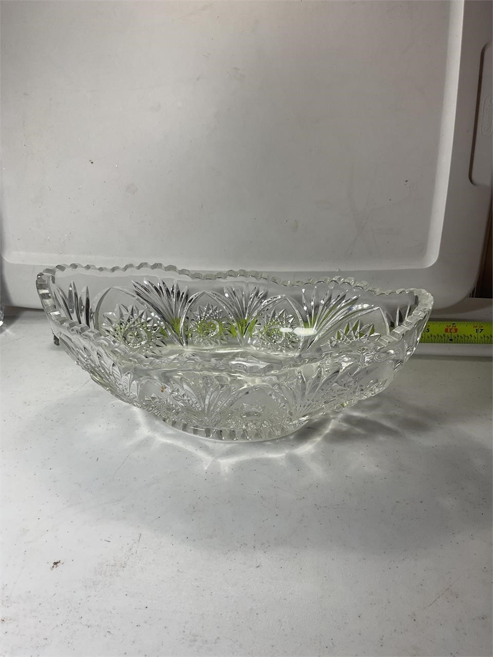 Extra Lrge Crystal Elongated Boat Bowl