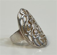 PRETTY STERLING RING WITH ORNATE DESIGN