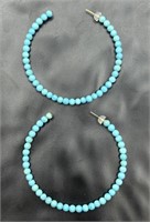 (AO) 10K Turquoise Sleeping Beauty Hoop Earrings