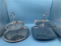 2 Metal Tiered Serving Trays