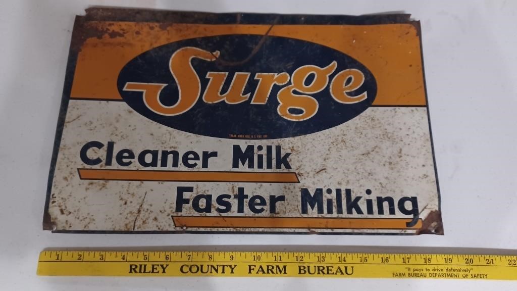 19x12 SURGE MILKING MACHINES dairy antique sign