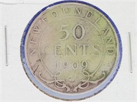 Newfoundland 1909 Silver 50 cent Coins