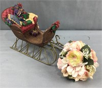 Christmas sled decoration and artificial silk