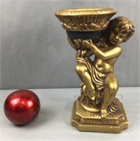 Cherub pedestal vase and ball paperweight