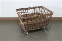 Wicker Cart Approx. 25" x 17" x 16" tall