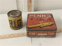 antique Penns Natural Leaf tobacco tin + Rig