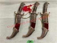 (3)13.5" Hawk Head Dagger W/ Scabbard