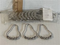 Shower curtain rings, sterling silver easy pull