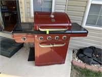 Red Kenmore Gas BBQ Grill w/ Fitted Cover &