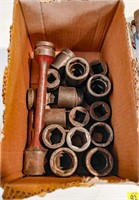 Assortment of Large Lug Sockets, Extensions