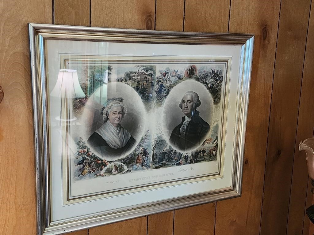 George Washington And His Wife Print With COA