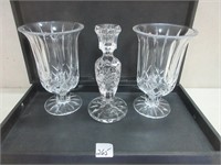 CUT GLASS BUDVASE AND FOOTED VASES