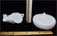 (2) Milk Glass Hob Nail Candy Dishes