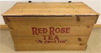 SUBSTANTIAL RED ROSE TEA WOODEN SHIPPING CRATE