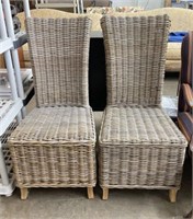 Wicker High Back Dining Chairs