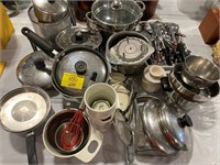 GROUP OF POTS & PANS OF ALL KINDS